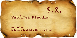 Vetési Klaudia névjegykártya