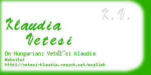 klaudia vetesi business card